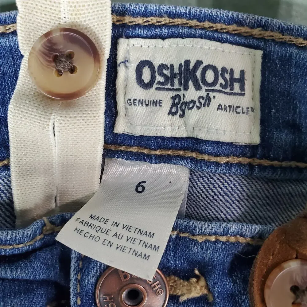 Oshkosh G'Bosh Gold Sparkle Suspender Jeans Size 6
